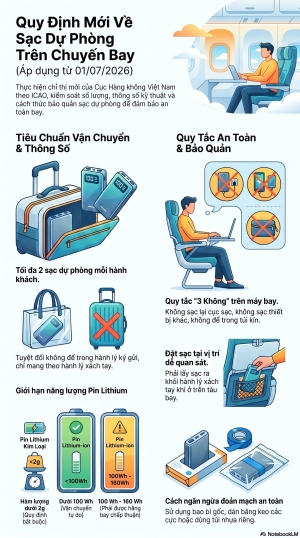 Quy định mới về xạc dự phòng trên máy bay